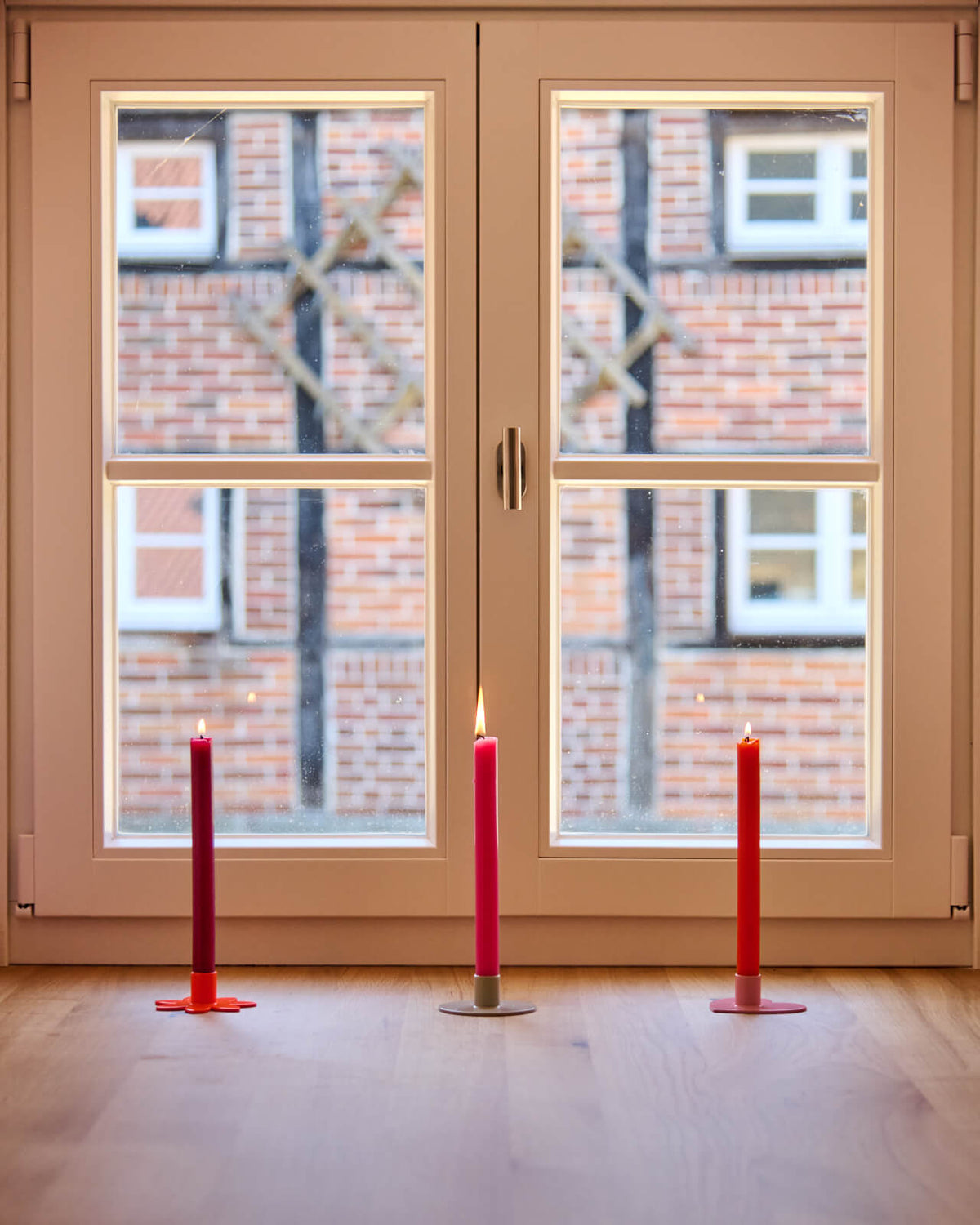 Kerzenständer | Kerzenhalter für Stabkerzen BLUME Orange + Kerze